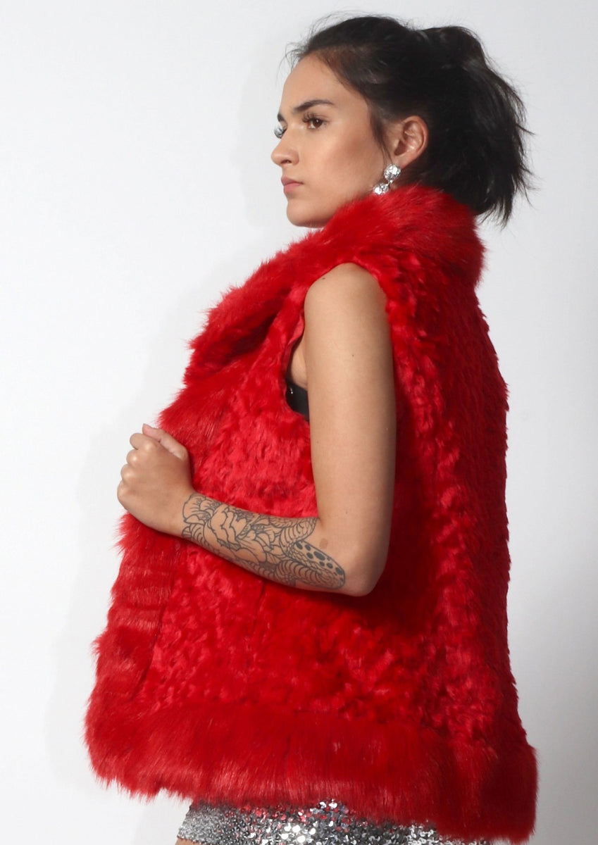 Red fur hot sale vest