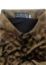 Gold Holographic Party Short Sleeve Shirt, Size M-XL