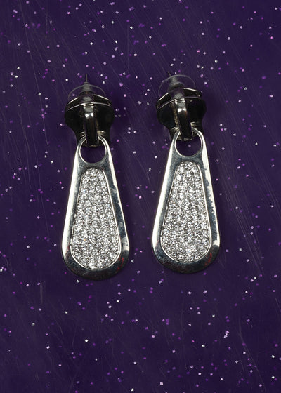 Diamante Novelty Zip Earrings