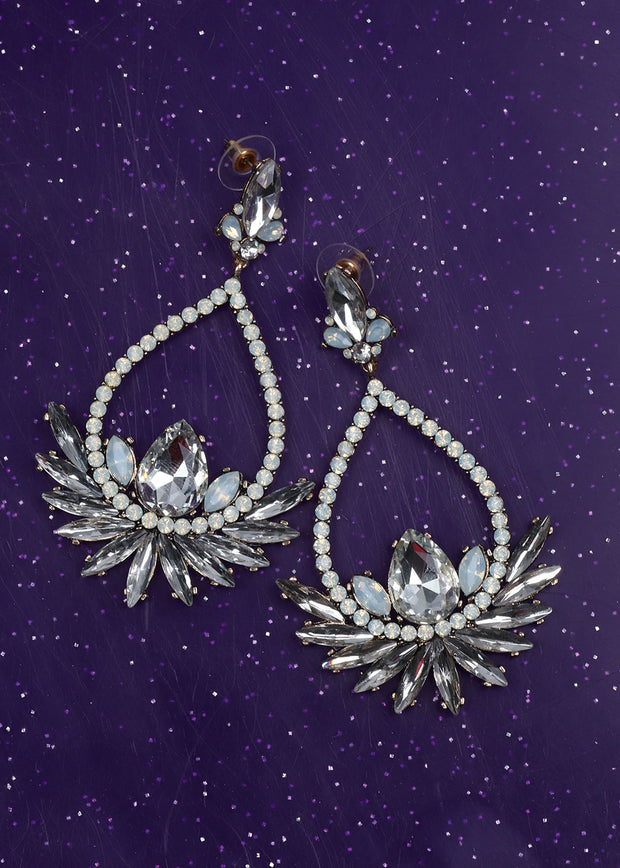 Diamante Cluster Drop Earrings