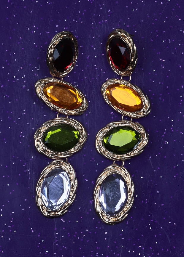 Cascading Oval Gems Earrings