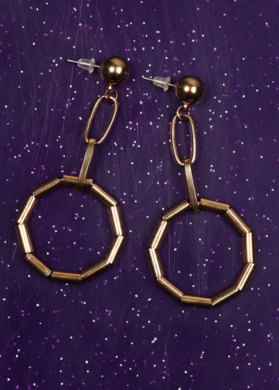 Gold Segmented Drop Earrings