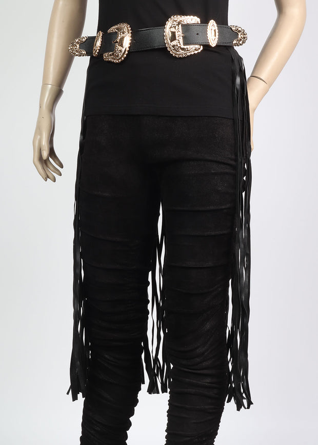 Leather Tassel Belt Skirt