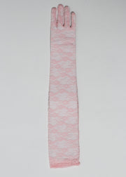 Long Pink Lace Gloves