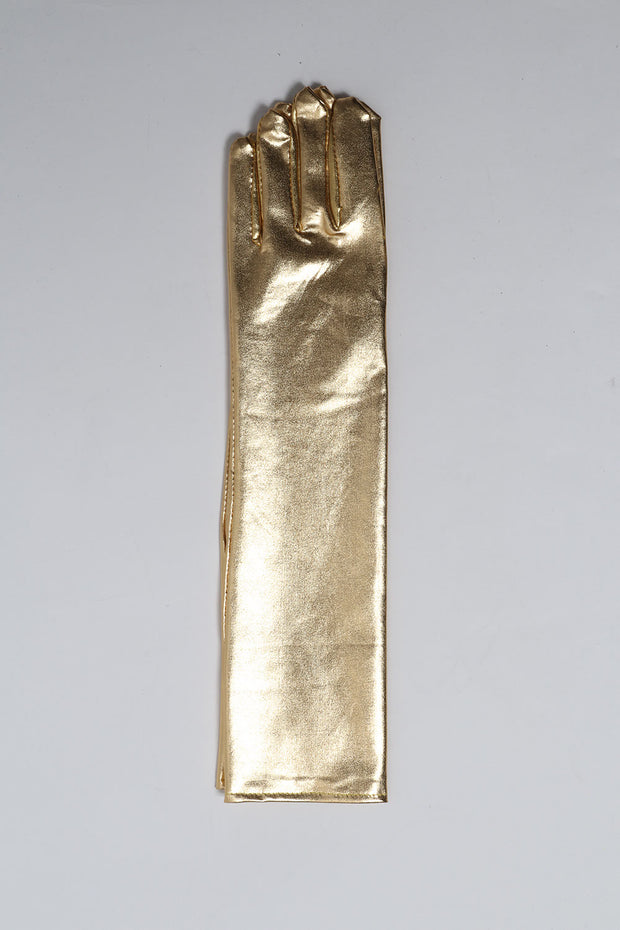 Long Metallic Gold Gloves