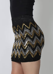 Black Stretch Sequin Skirt