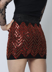 Red Stretch Sequin Skirt