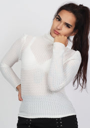 White Crinkle Crepe Stretch Layering Top
