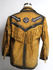 Fringed Suede Western Cowboy Jacket / Conchos/ Fashion Collectors Item