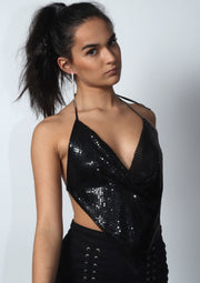 Black Glomesh Halter Top