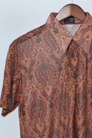 Paisley Party Shirt / See Through / Retro Style Polo Shirt / Semi Sheer / 1960&#39;s 1970&#39;s Vintage Style / Size S