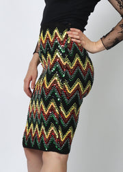 Rasta Wiggle Stretch Sequin Skirt