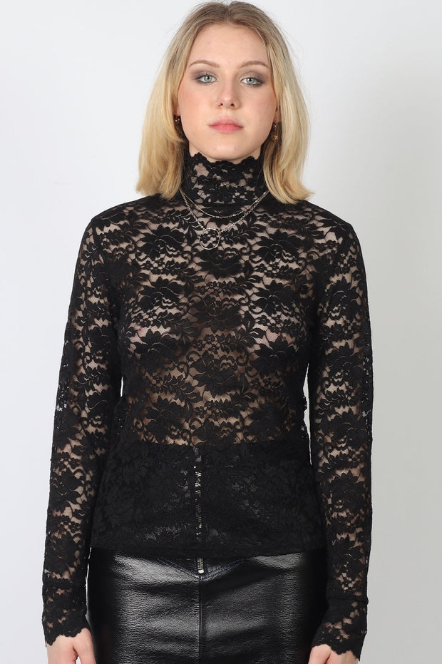Chantilly Black Lace Top
