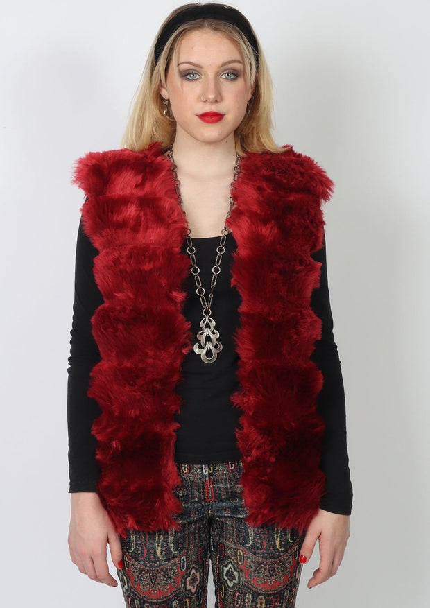 Ruby Red Faux Fur Vest