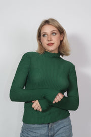 Green Crinkle Crepe Stretch Layering Top