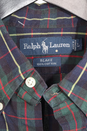 Navy Green and Red Check Ralph Lauren Men's Vintage Shirt