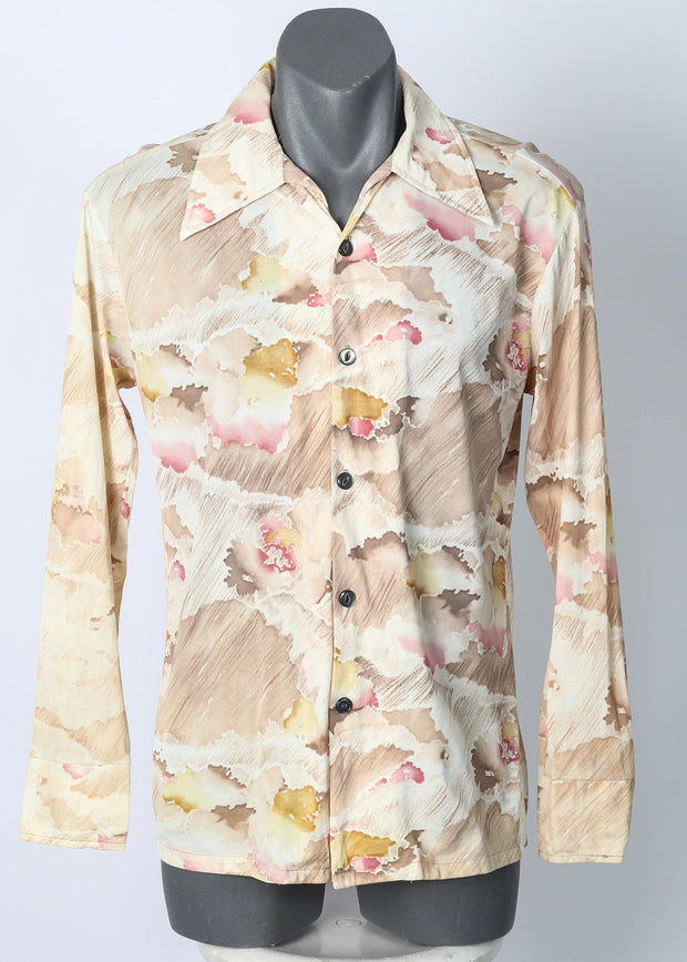 1970s  Painterly Clouds Print Body Shirt, California, Size L