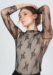 Delicate Lace Black Sheer Stretchy Layering Top