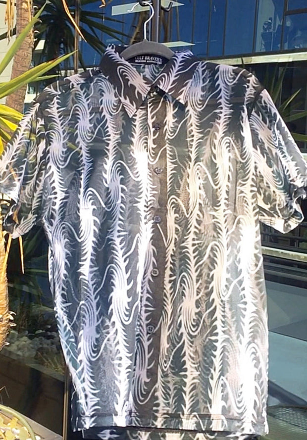 See Through Party Shirt / Koru Flame Sheer Mesh Net / Gift for Boyfriend / Size M