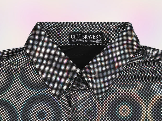 Psychedelic Party Shirt / Silver Disco / Gift for Him / Bachelor / Funny Parties / Performer / Unisex / Festival / Bucks Night / Size M