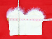 White Maribou Feather Trim Bustier, Glamour Puss Going Out Top