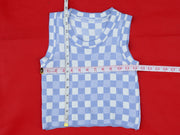 Lavender and White Chequerboard Cropped Knit Singlet, Endless Styling options!