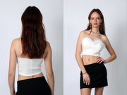 White Maribou Feather Trim Bustier, Glamour Puss Going Out Top