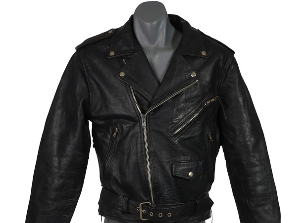 Rockstar Vintage Leather Motorcycle Jacket / Size L