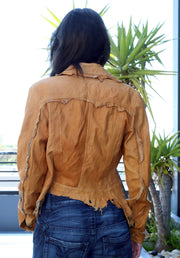 Tan Leather Sherry Nikka Jeans Jacket