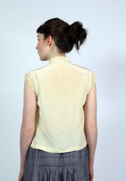 Lemon Silk Embroidered Blouse
