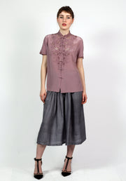 Mauve Silk Embroidered Blouse