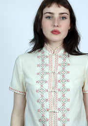 Ivory Silk Blend Embroidered Blouse
